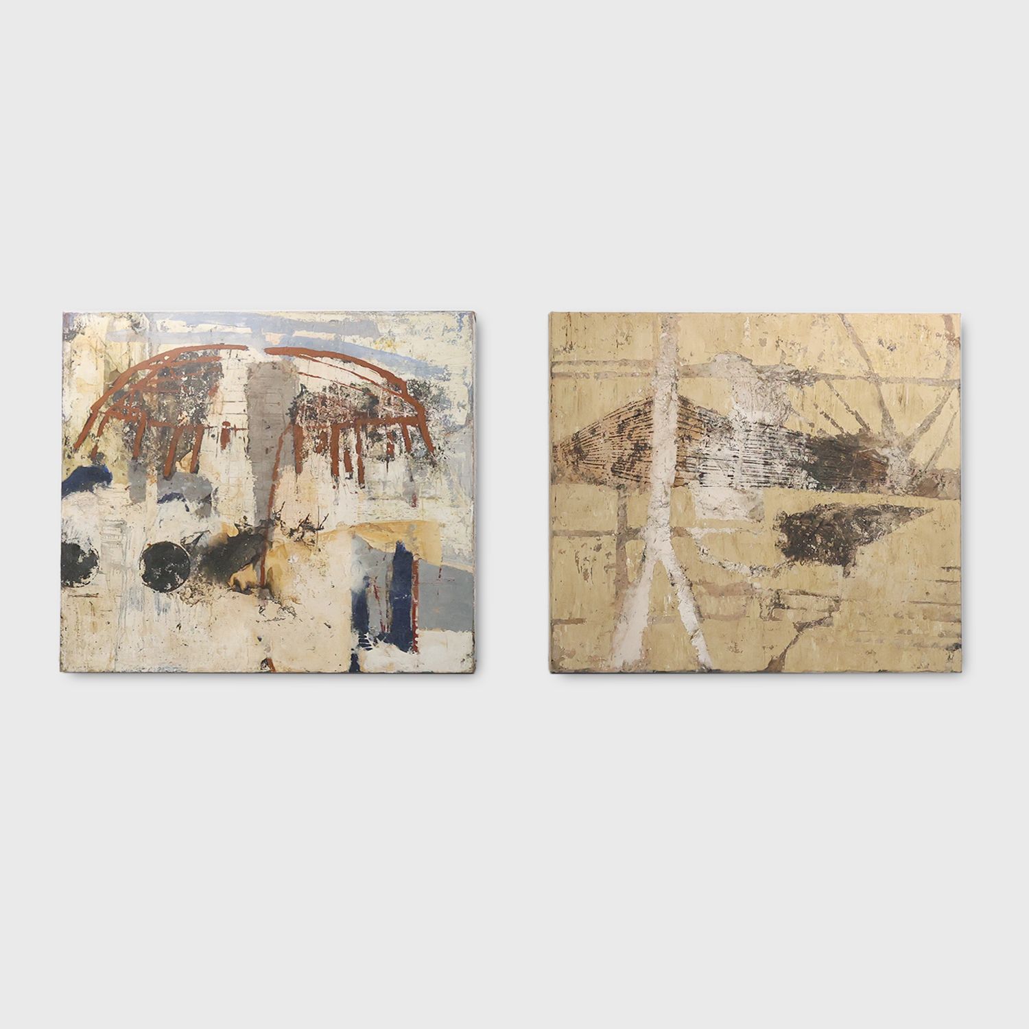 Set of 2 abstract paintings titled “Fyrhat” by the Belgian Artist Nico de Guchtenaere-img